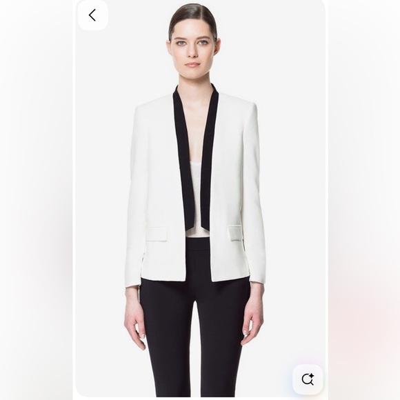 ZARA black & white tuxedo open blazer - Picture 7 of 10